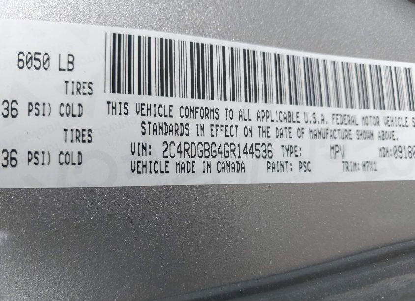 Photo 9 of 2016 Dodge Grand CARAVAN SE (VIN 2C4RDGBG4GR144536)