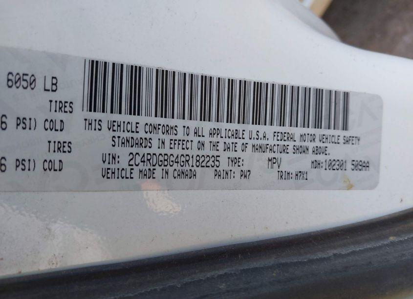 Photo 9 of 2016 Dodge Grand CARAVAN SE (VIN 2C4RDGBG4GR182235)