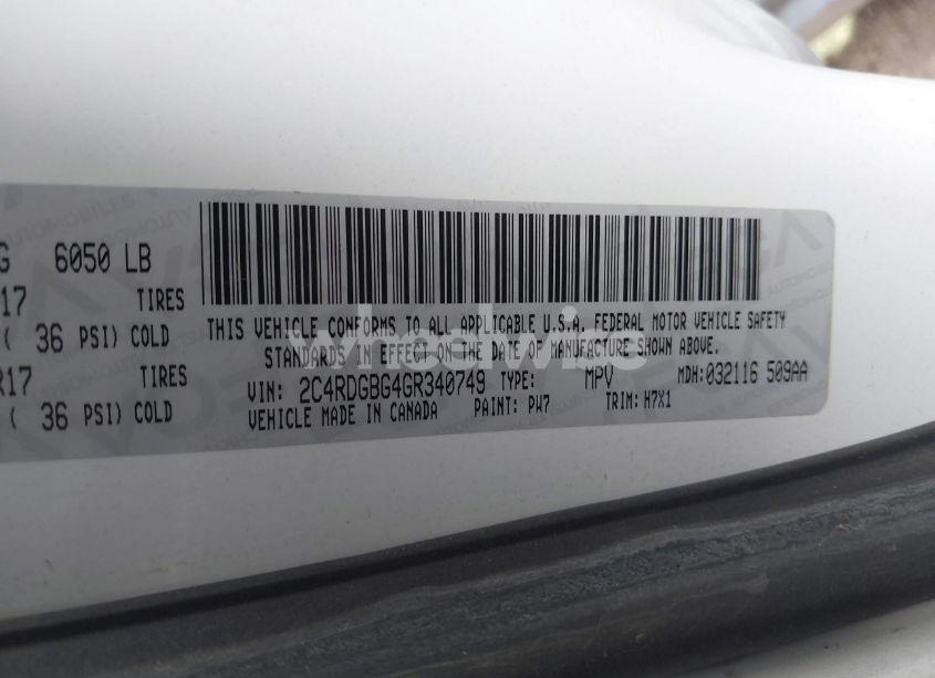 Photo 9 of 2016 Dodge Grand CARAVAN SE (VIN 2C4RDGBG4GR340749)