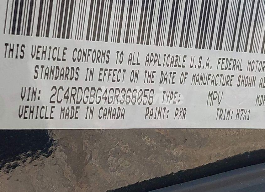 Photo 9 of 2016 Dodge Grand CARAVAN SE (VIN 2C4RDGBG4GR366056)