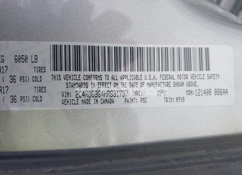 Photo 9 of 2017 Dodge Grand CARAVAN SE PLUS (VIN 2C4RDGBG4HR631737)