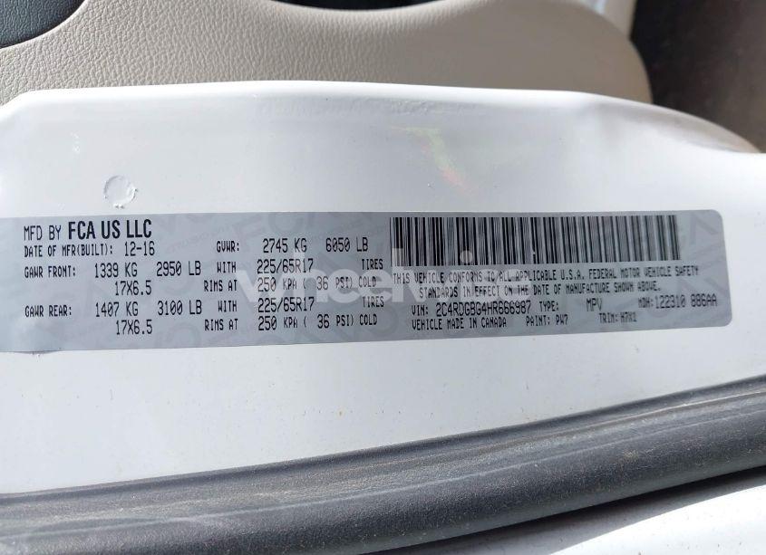 Photo 9 of 2017 Dodge Grand CARAVAN SE (VIN 2C4RDGBG4HR666987)