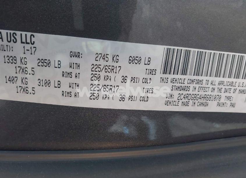 Photo 9 of 2017 Dodge Grand CARAVAN SE (VIN 2C4RDGBG4HR681070)