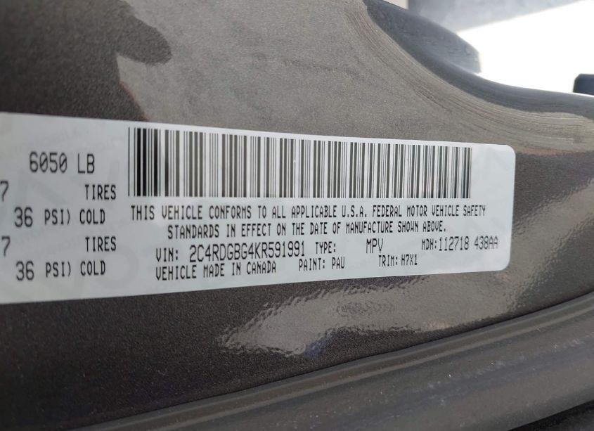 Photo 9 of 2019 Dodge Grand CARAVAN SE (VIN 2C4RDGBG4KR591991)