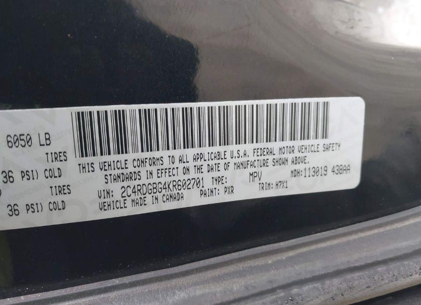 Photo 9 of 2019 Dodge Grand CARAVAN SE (VIN 2C4RDGBG4KR602701)