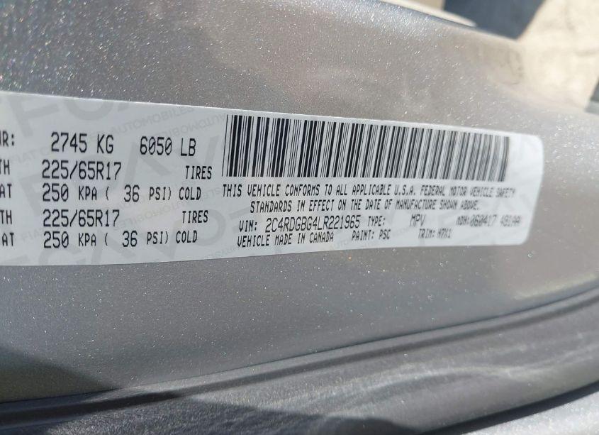 Photo 9 of 2020 Dodge Grand CARAVAN SE (VIN 2C4RDGBG4LR221965)