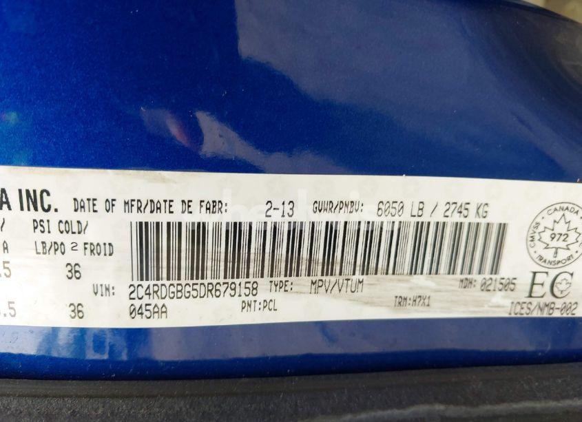 Photo 9 of 2013 Dodge Grand CARAVAN SE/SXT (VIN 2C4RDGBG5DR679158)