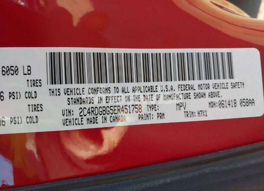 Photo 9 of 2014 Dodge Grand CARAVAN AMERICAN VALUE PKG (VIN 2C4RDGBG5ER451758)