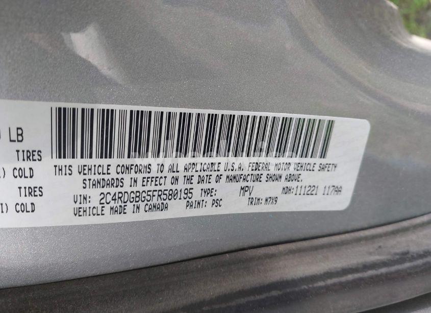 Photo 9 of 2015 Dodge Grand CARAVAN SE (VIN 2C4RDGBG5FR580195)