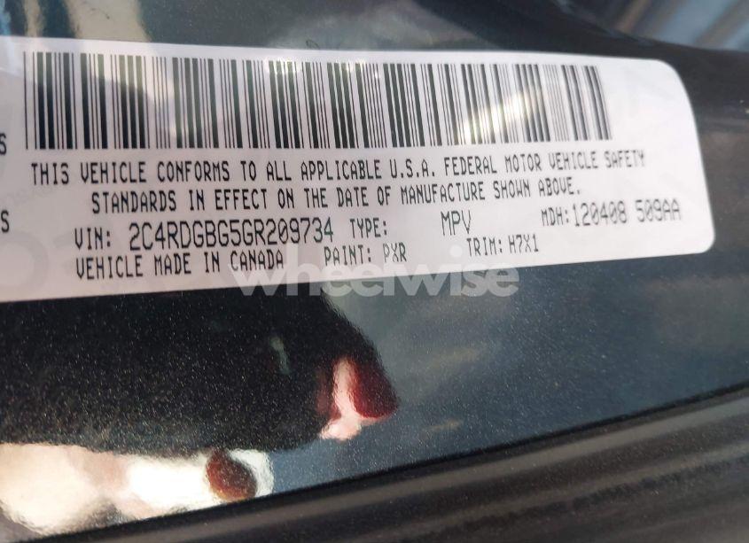 Photo 9 of 2016 Dodge Grand CARAVAN SE (VIN 2C4RDGBG5GR209734)