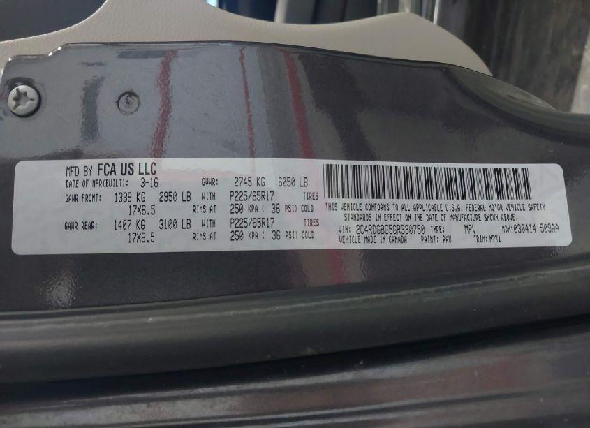 Photo 9 of 2016 Dodge Grand CARAVAN SE PLUS (VIN 2C4RDGBG5GR330750)