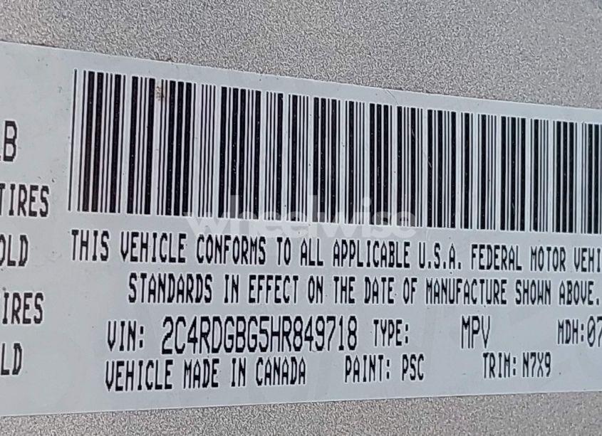 Photo 9 of 2017 Dodge Grand CARAVAN SE PLUS (VIN 2C4RDGBG5HR849718)