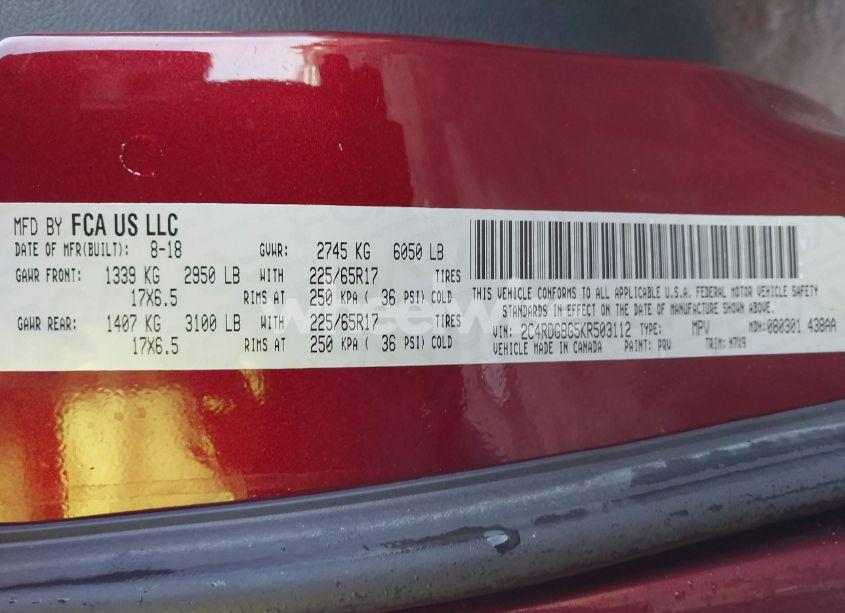 Photo 9 of 2019 Dodge Grand CARAVAN SE PLUS (VIN 2C4RDGBG5KR503112)