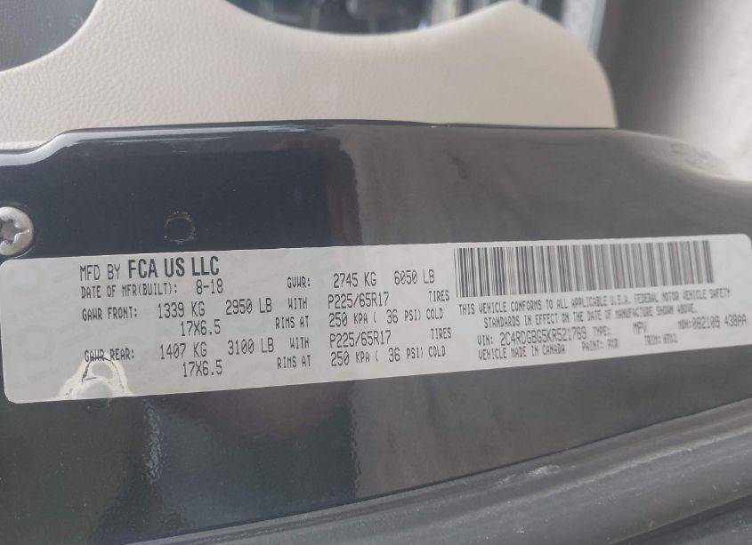 Photo 9 of 2019 Dodge Grand CARAVAN SE (VIN 2C4RDGBG5KR521769)