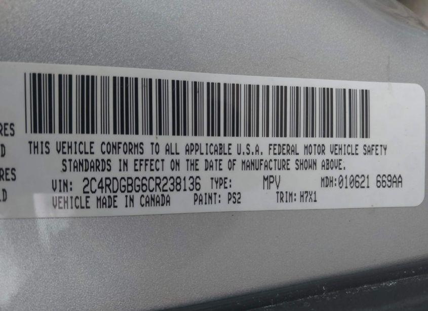 Photo 9 of 2012 Dodge Grand CARAVAN SE/AVP (VIN 2C4RDGBG6CR238136)