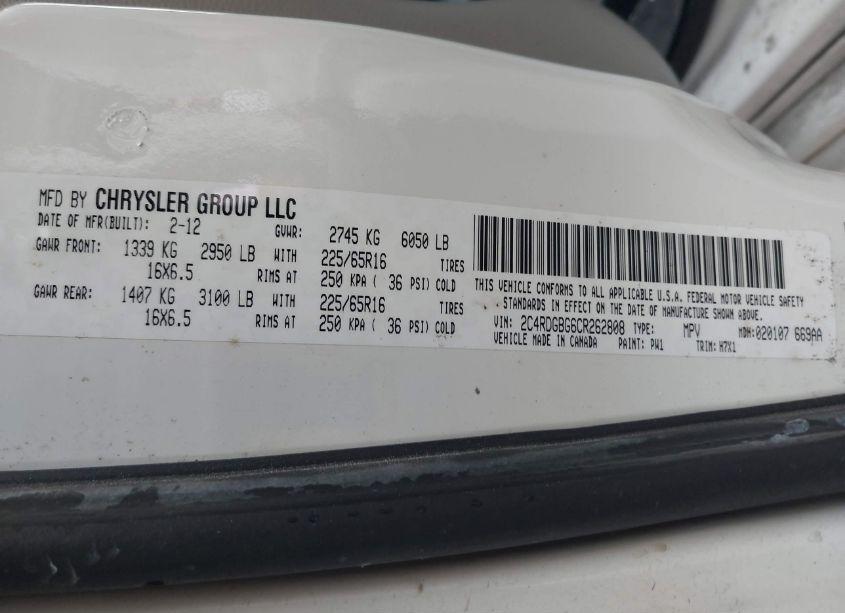 Photo 9 of 2012 Dodge Grand CARAVAN SE/AVP (VIN 2C4RDGBG6CR262808)
