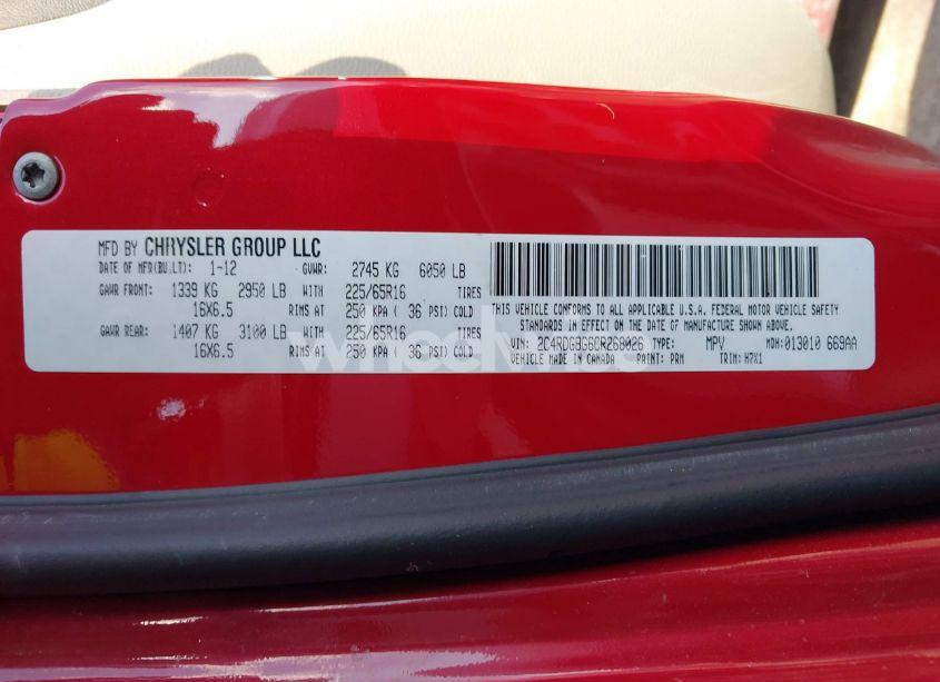 Photo 9 of 2012 Dodge Grand CARAVAN SE/AVP (VIN 2C4RDGBG6CR268026)