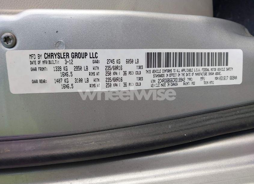 Photo 9 of 2012 Dodge Grand CARAVAN SE/AVP (VIN 2C4RDGBG6CR318942)