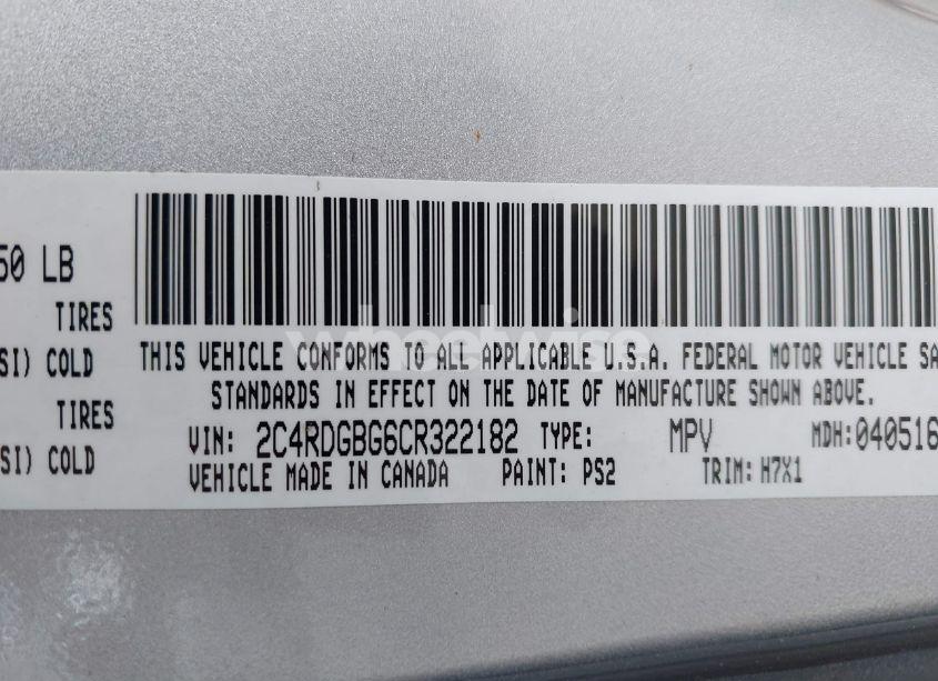 Photo 9 of 2012 Dodge Grand CARAVAN SE/AVP (VIN 2C4RDGBG6CR322182)
