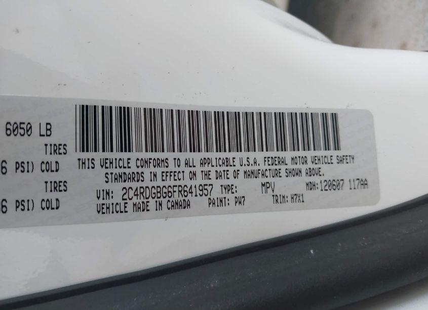 Photo 9 of 2015 Dodge Grand CARAVAN SE (VIN 2C4RDGBG6FR641957)