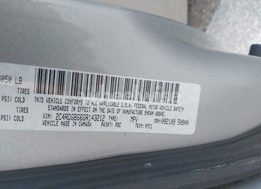 Photo 9 of 2016 Dodge Grand CARAVAN SE (VIN 2C4RDGBG6GR143212)