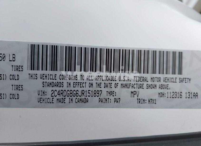 Photo 9 of 2018 Dodge Grand CARAVAN SE (VIN 2C4RDGBG6JR151897)