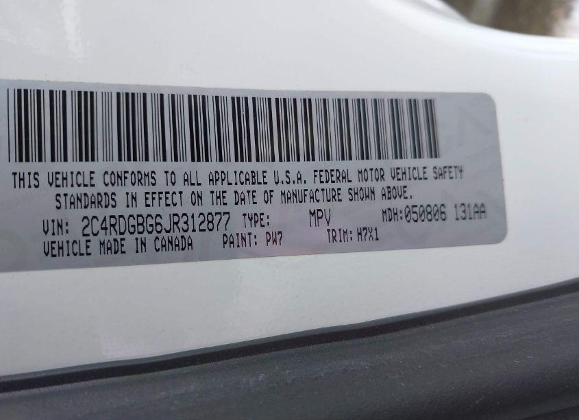 Photo 9 of 2018 Dodge Grand CARAVAN SE (VIN 2C4RDGBG6JR312877)