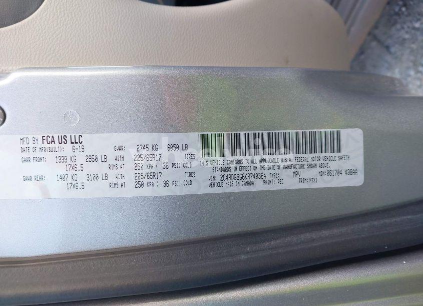 Photo 9 of 2019 Dodge Grand CARAVAN SE (VIN 2C4RDGBG6KR740384)