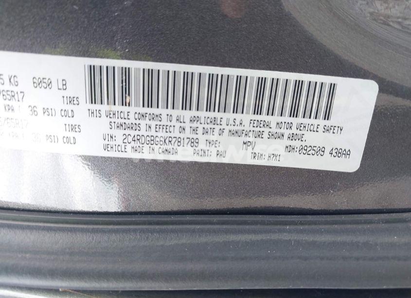 Photo 9 of 2019 Dodge Grand CARAVAN SE (VIN 2C4RDGBG6KR781789)