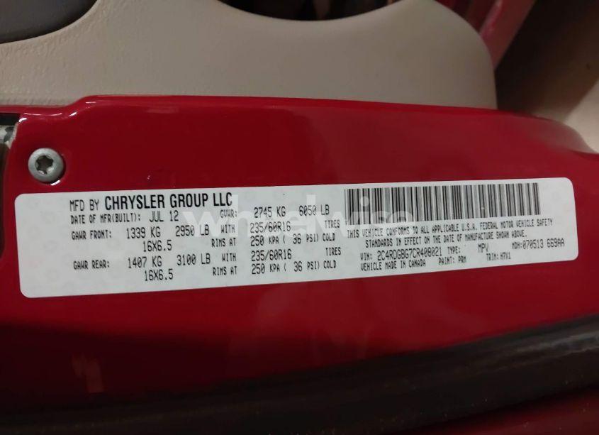 Photo 9 of 2012 Dodge Grand CARAVAN SE/AVP (VIN 2C4RDGBG7CR408021)