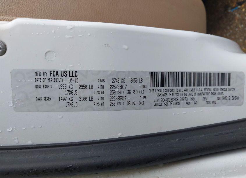 Photo 9 of 2016 Dodge Grand CARAVAN SE (VIN 2C4RDGBG7GR170273)