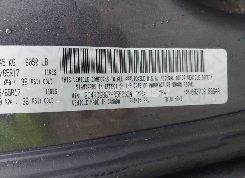 Photo 9 of 2017 Dodge Grand CARAVAN SE (VIN 2C4RDGBG7HR562624)