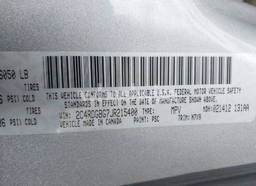 Photo 9 of 2018 Dodge Grand CARAVAN SE PLUS (VIN 2C4RDGBG7JR215400)