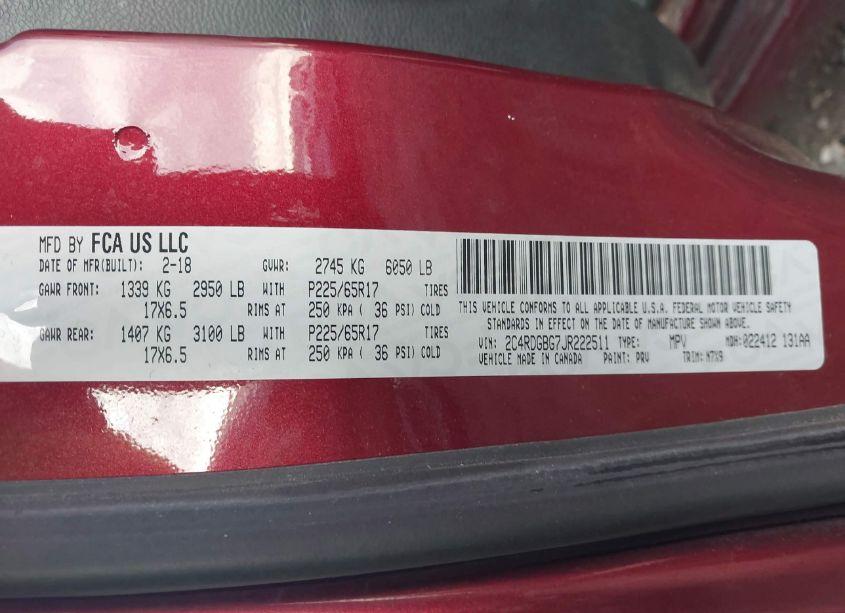 Photo 9 of 2018 Dodge Grand CARAVAN SE PLUS (VIN 2C4RDGBG7JR222511)