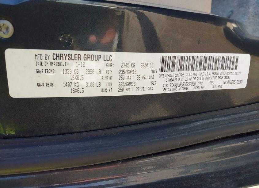 Photo 9 of 2012 Dodge Grand CARAVAN SE/AVP (VIN 2C4RDGBG8CR257920)