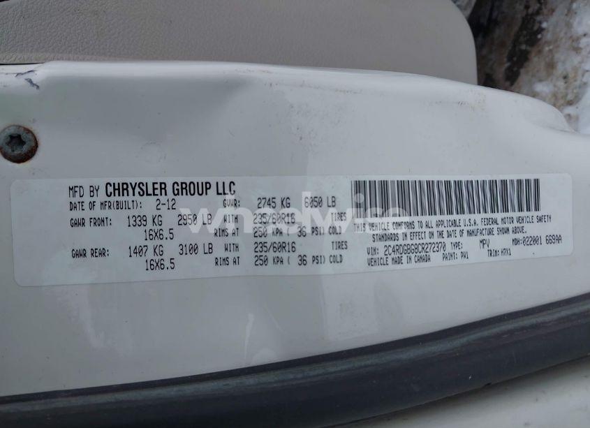 Photo 9 of 2012 Dodge Grand CARAVAN SE/AVP (VIN 2C4RDGBG8CR272370)