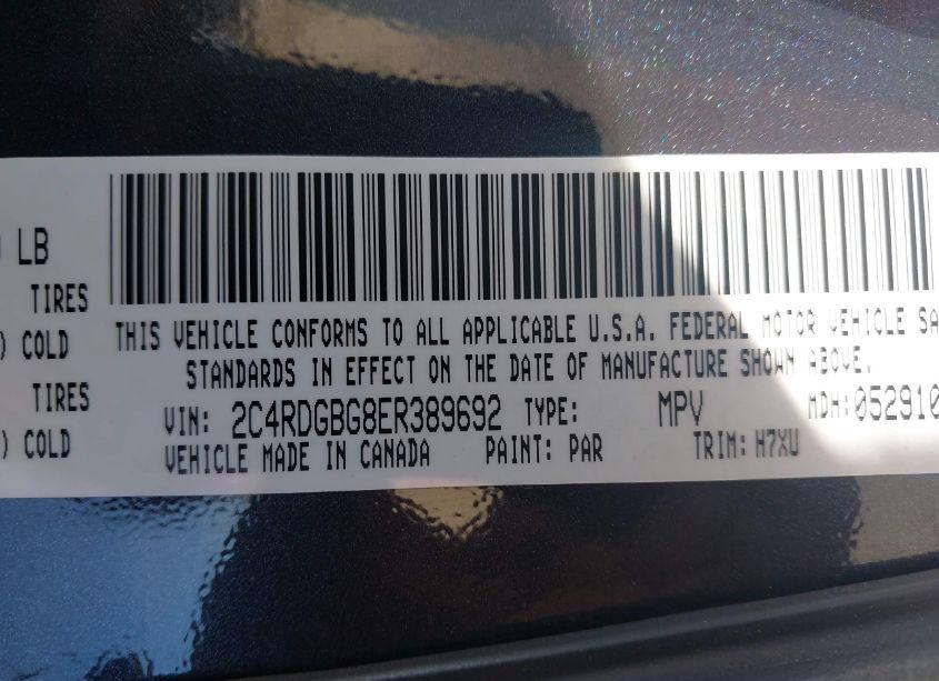 Photo 9 of 2014 Dodge Grand CARAVAN SE (VIN 2C4RDGBG8ER389692)