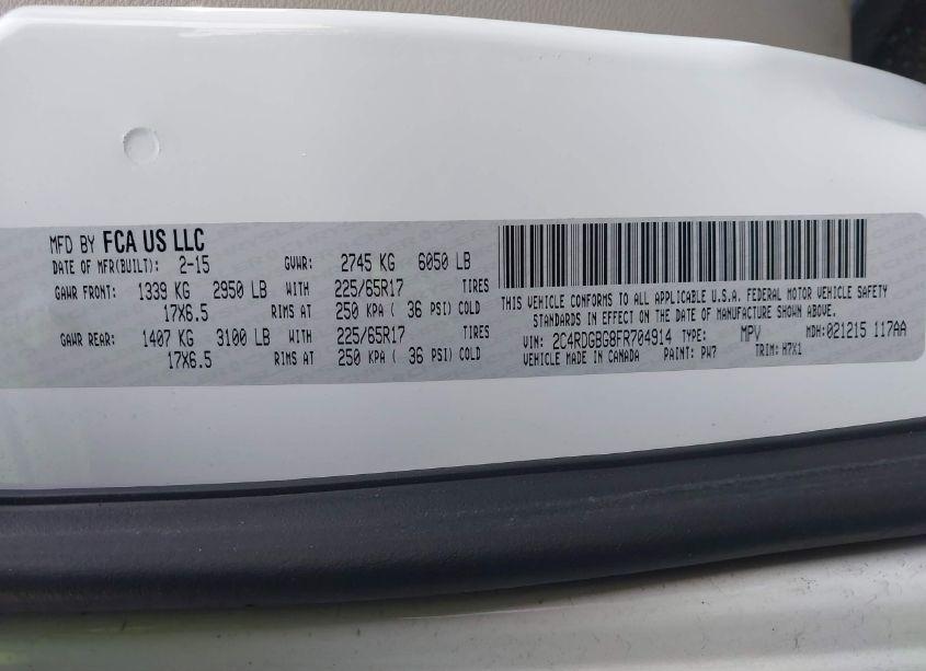 Photo 9 of 2015 Dodge Grand CARAVAN AMERICAN VALUE PKG (VIN 2C4RDGBG8FR704914)