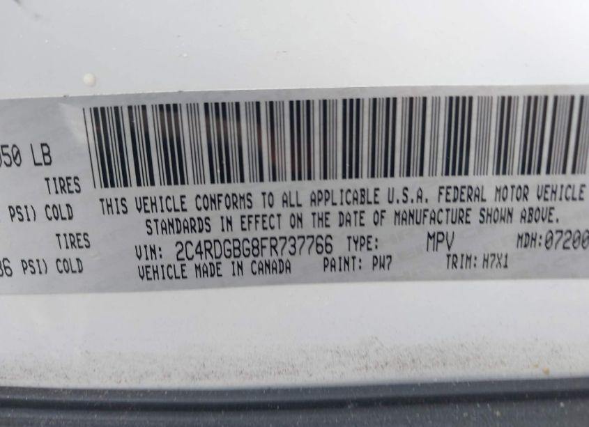 Photo 9 of 2015 Dodge Grand CARAVAN AMERICAN VALUE PKG (VIN 2C4RDGBG8FR737766)