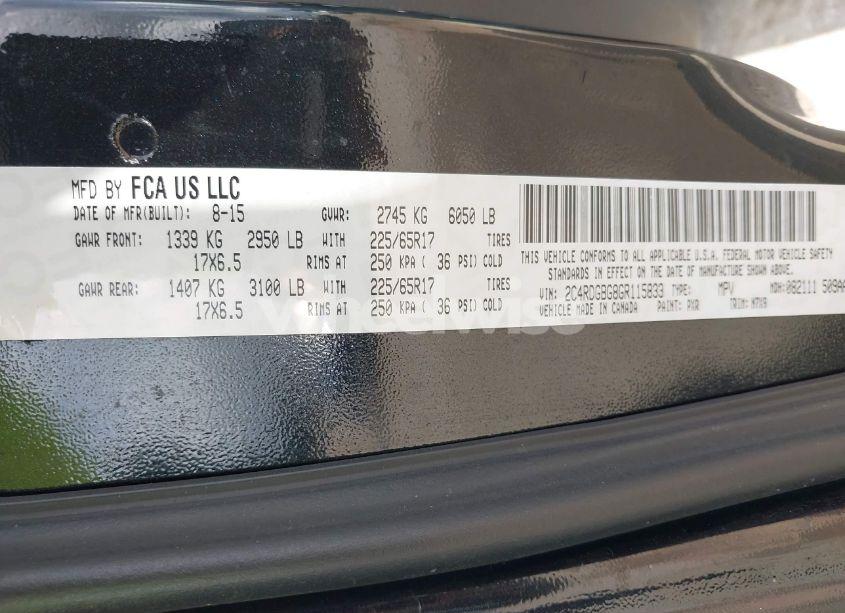 Photo 9 of 2016 Dodge Grand CARAVAN SE PLUS (VIN 2C4RDGBG8GR115833)