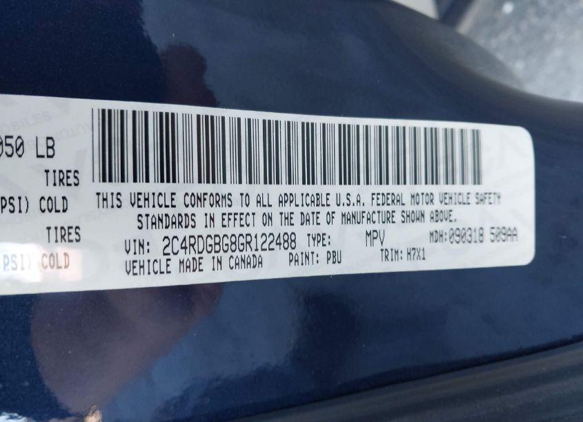 Photo 9 of 2016 Dodge Grand CARAVAN SE (VIN 2C4RDGBG8GR122488)