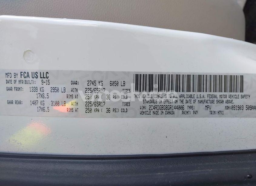 Photo 9 of 2016 Dodge Grand CARAVAN SE (VIN 2C4RDGBG8GR144006)