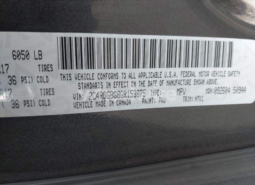 Photo 9 of 2016 Dodge Grand CARAVAN SE (VIN 2C4RDGBG8GR153675)