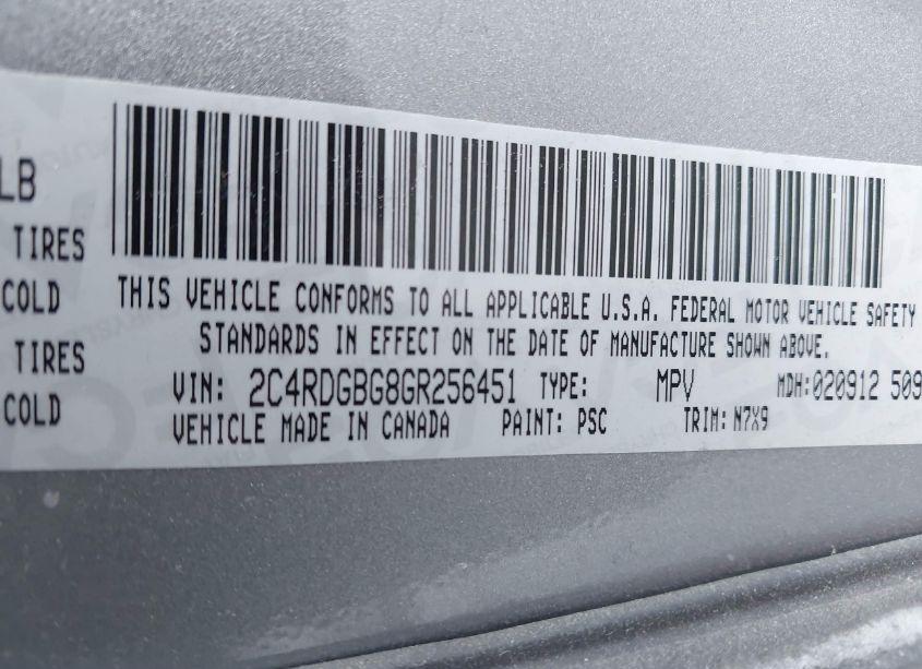 Photo 9 of 2016 Dodge Grand CARAVAN SE PLUS (VIN 2C4RDGBG8GR256451)