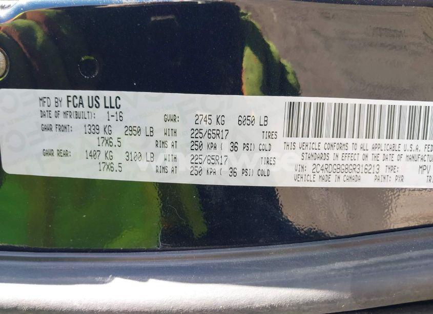 Photo 9 of 2016 Dodge Grand CARAVAN SE PLUS (VIN 2C4RDGBG8GR316213)