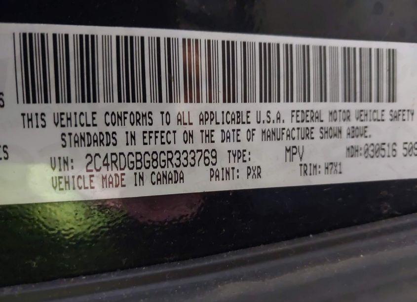 Photo 9 of 2016 Dodge Grand CARAVAN SE (VIN 2C4RDGBG8GR333769)