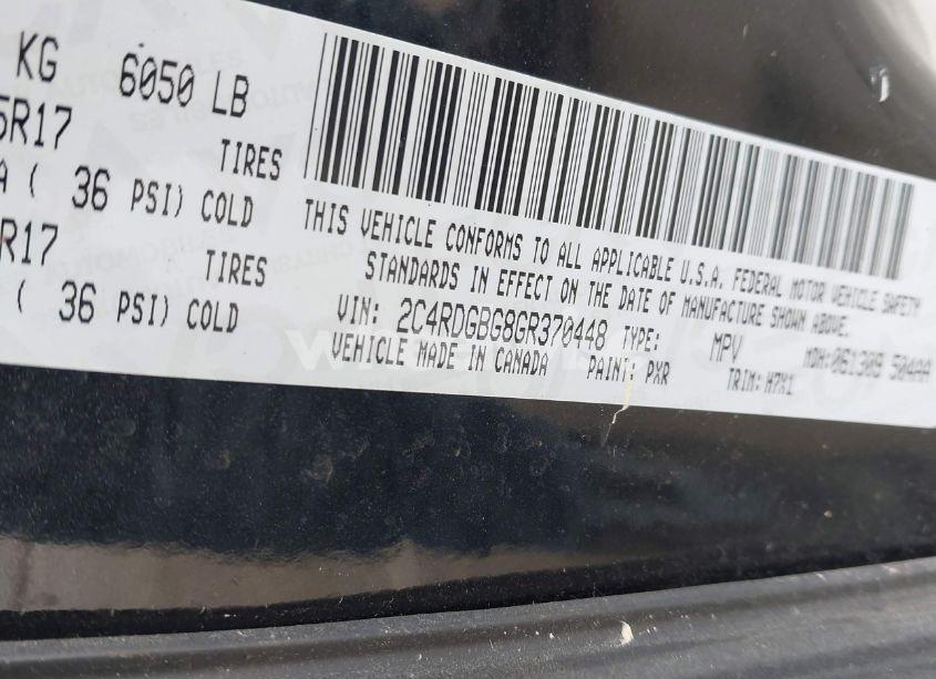 Photo 9 of 2016 Dodge Grand CARAVAN SE (VIN 2C4RDGBG8GR370448)