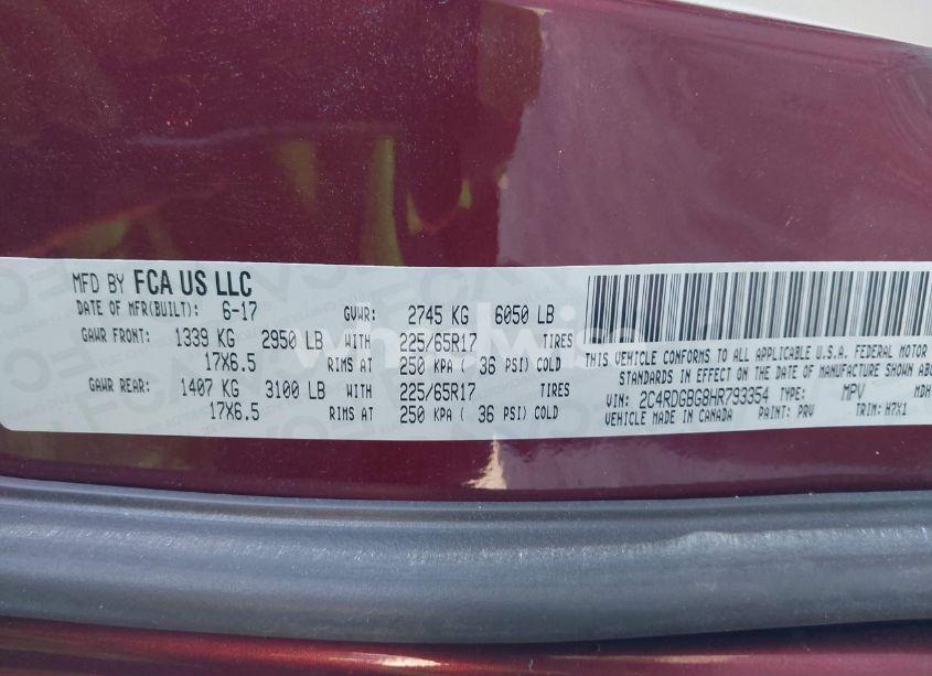 Photo 9 of 2017 Dodge Grand CARAVAN SE (VIN 2C4RDGBG8HR793354)