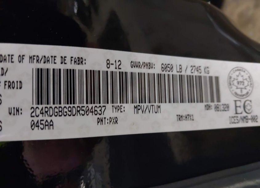 Photo 9 of 2013 Dodge Grand CARAVAN SE/SXT (VIN 2C4RDGBG9DR504637)