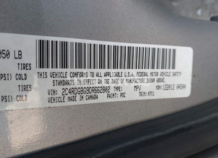 Photo 9 of 2013 Dodge Grand CARAVAN SE (VIN 2C4RDGBG9DR662802)